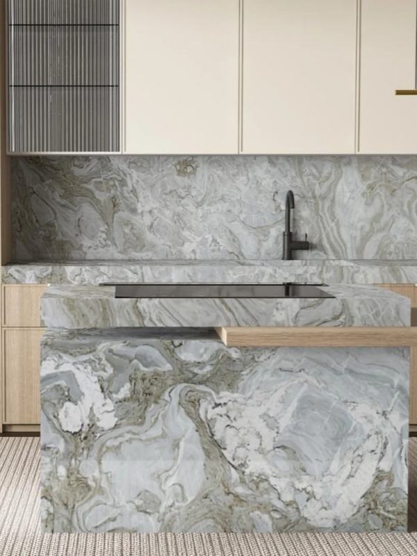 arabescato marble bathroom